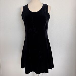 Y2K Vintage Women’s Velvet Mini Dress L Black Floral Vamp Goth Whimsigoth Grunge